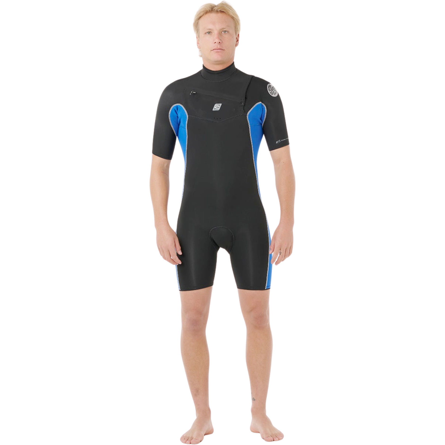 2026 Rip Curl Hommes Dawn Patrol 2mm Chest Zip Shorty Combinaison Néoprène 11RMSP - Electric Cobalt